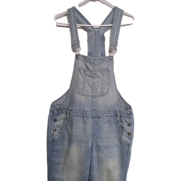 LEI Overall Denim Y2K Juniors Medium Light Wash Faded Laps Overall Blue M VTG - Picture 4 of 13